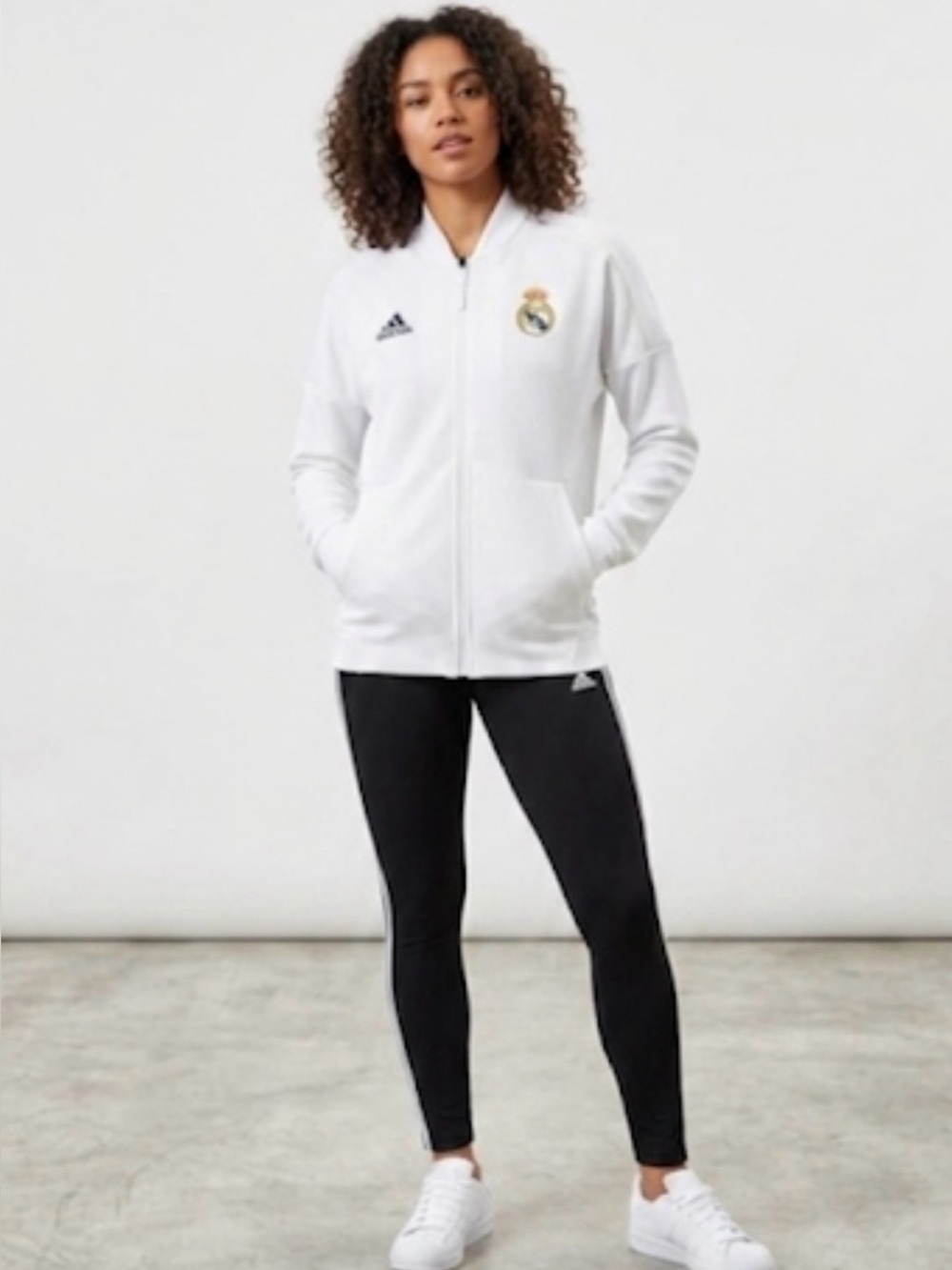 Adidas White Bomber Jacket with Black Lettering